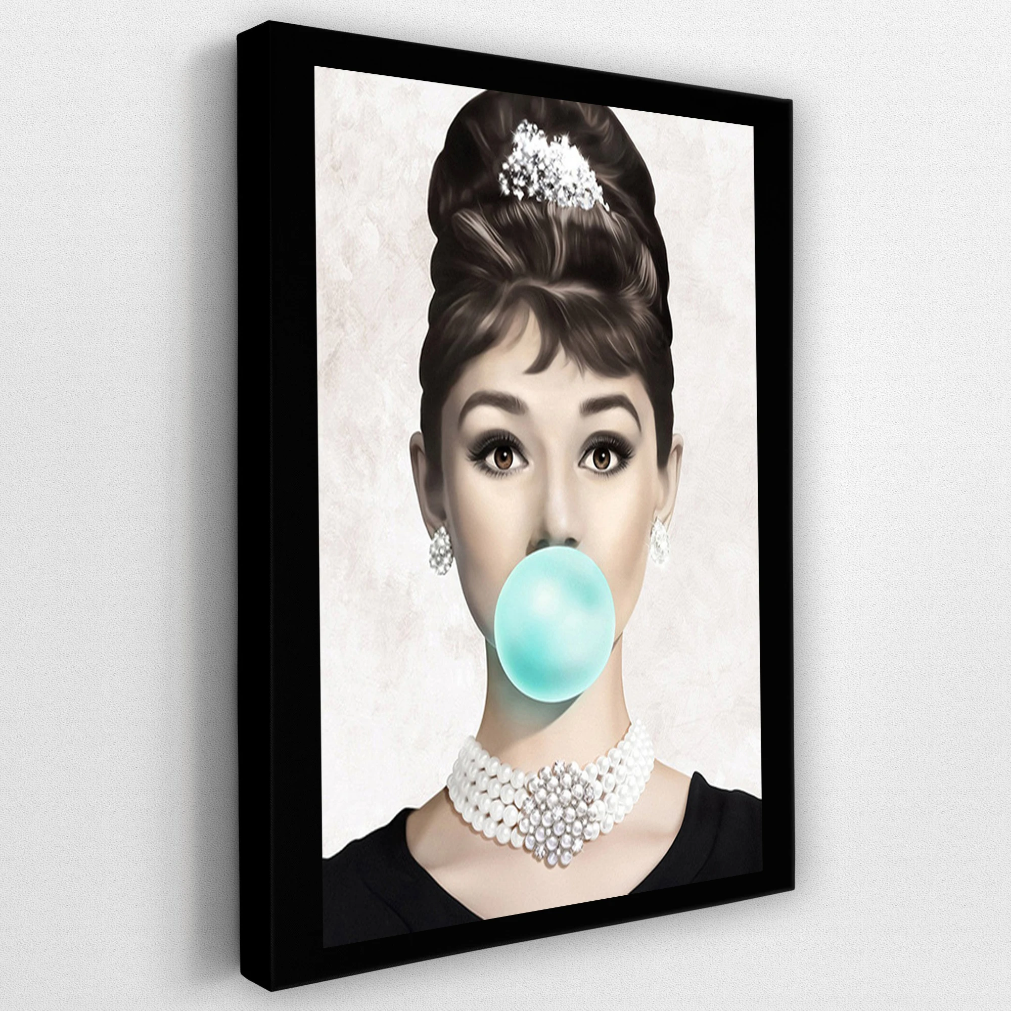 Audrey Hepburn Bubble Gum Photo Picture Print On Framed Canvas Wall Art Decor 