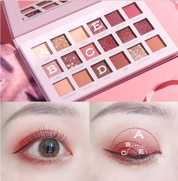 Веб-знаменитости в прямом эфире, модный стиль, розовый блеск розовый шарик матовый 18 цветов, тени для век