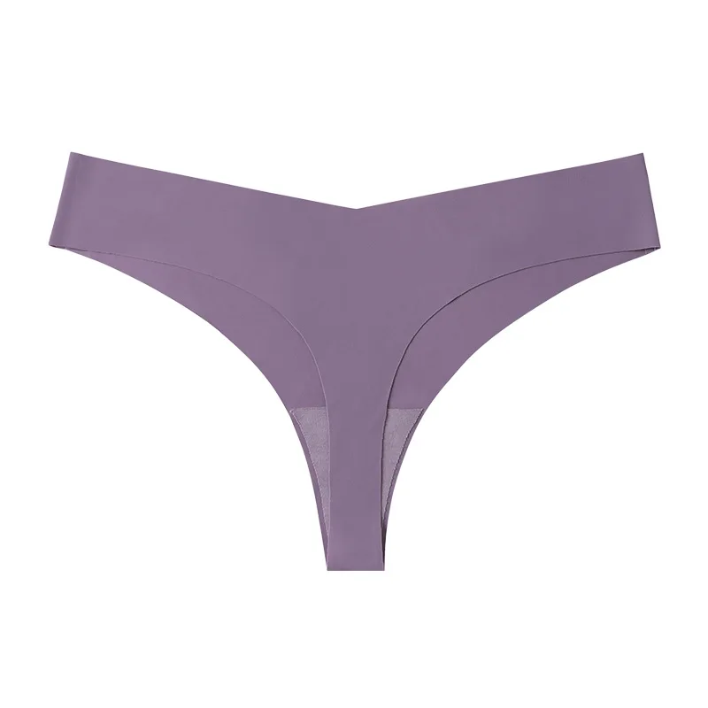 RUIYI Low Waisted Ice Silk Seamless Cotton Crotch T Back Large Size Underwear Women's Sexy Thong Seamless Panties