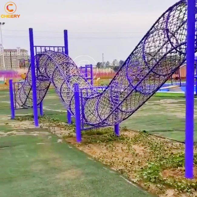 Small Playground Adventure Course Equipment Obstacle Courses Climbing Rope Net Bridge Kids Playground