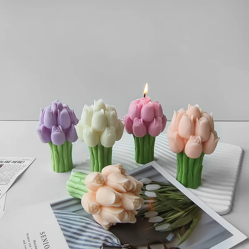 Tulip Bouquet Silicone Mold Flower Aromatherapy Candle DIY Resin Plaster Ornament Mold Cake Tools manufacture