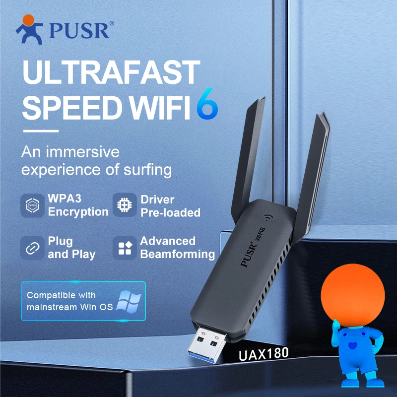 USR WiFi6 USB сетевой адаптер Поддержка 2 4G и 5G USB3.0 двухдиапазонный