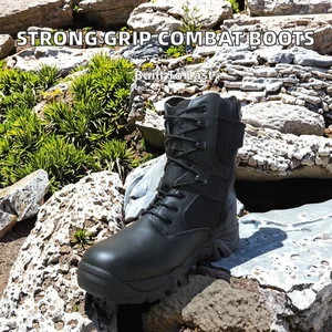 8 Inch Tactics Combat Training Boots Strong Grip Rubber Outsole Side Zipper Lace-Up Closure Multi-Color Mesh for Winter