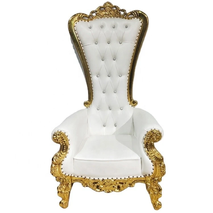 Modern Design King And Queen High Back Throne Chairs Luxury Gold