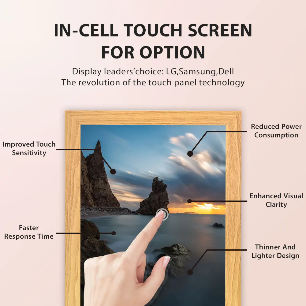 AMABOO 21.5 Inch Android Wooden Digital Frame Lcd Screen Wifi Photo Frame Digital Signage Movie Poster
