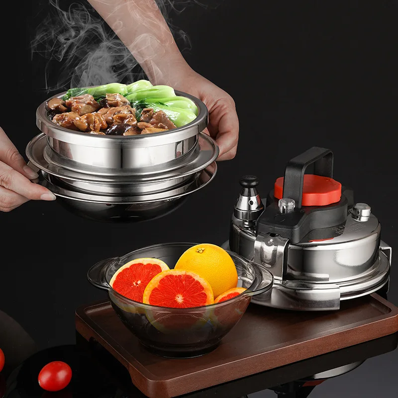 304 Stainless Steel Pressure Cooker 1.4l Threeply Steel Mini Explosion