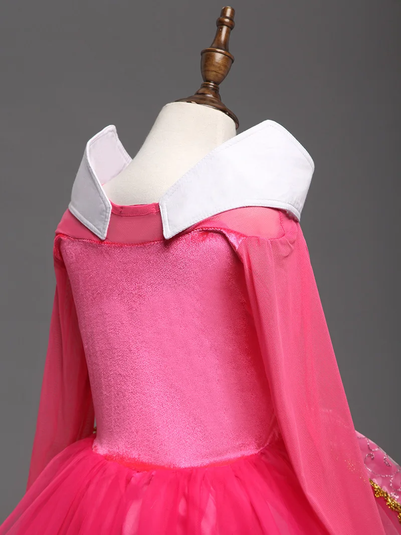 Girls Birthday Dress Sleeping Beauty Princess Aurora Dress Rose Red Girls  Cosplay Costume Halloween Carnival Party