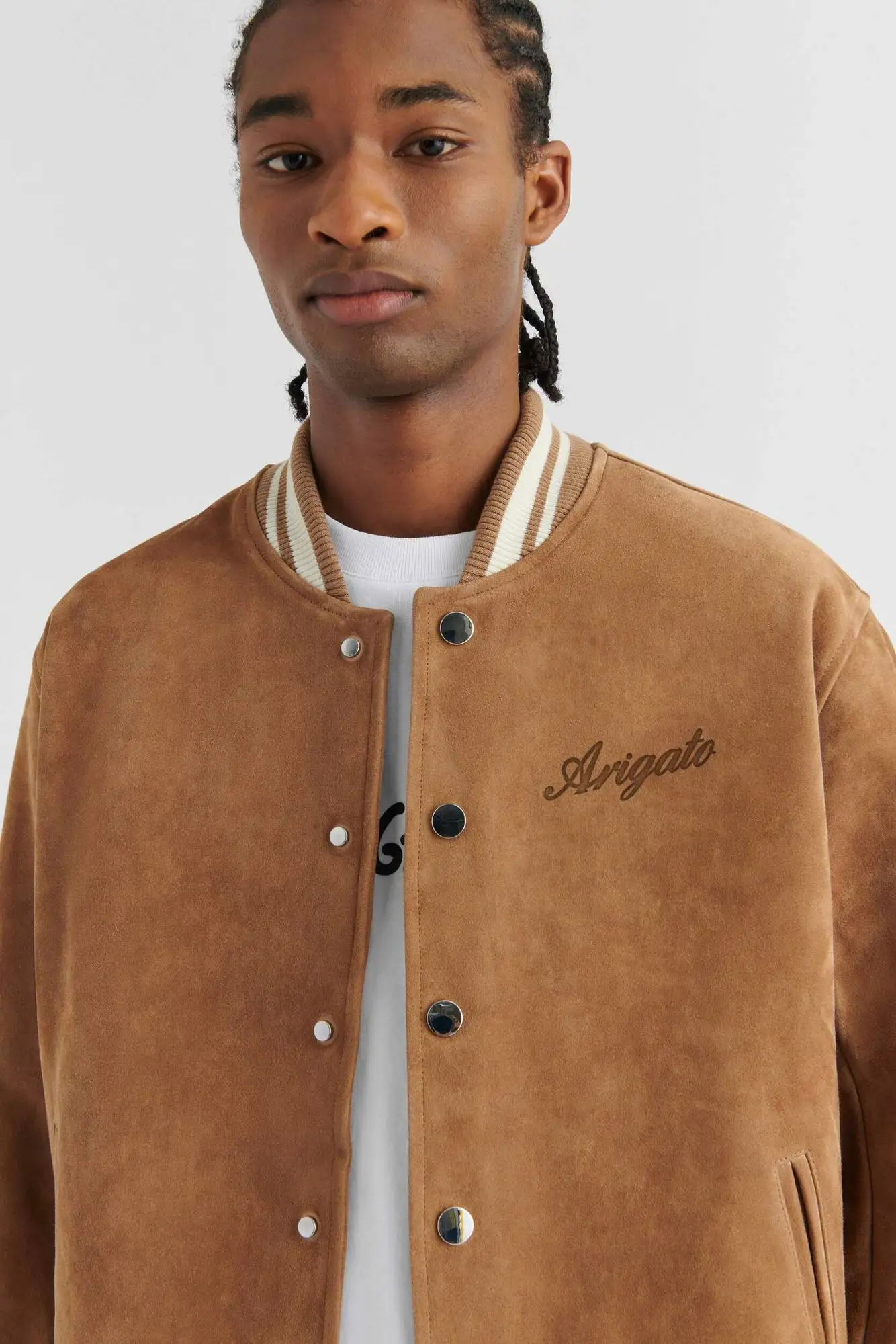 Men's Suede Bomber Jacket Thick Fleece Varsity Style Winter Coat_voghion.com