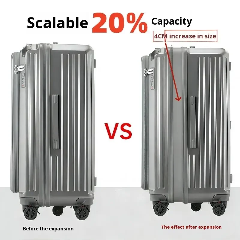 30 Inch PC Zipper Side Opening Luggage Large Capacity Expandable Rolling Suitcase Carry-on Travel Case 5 Wheels