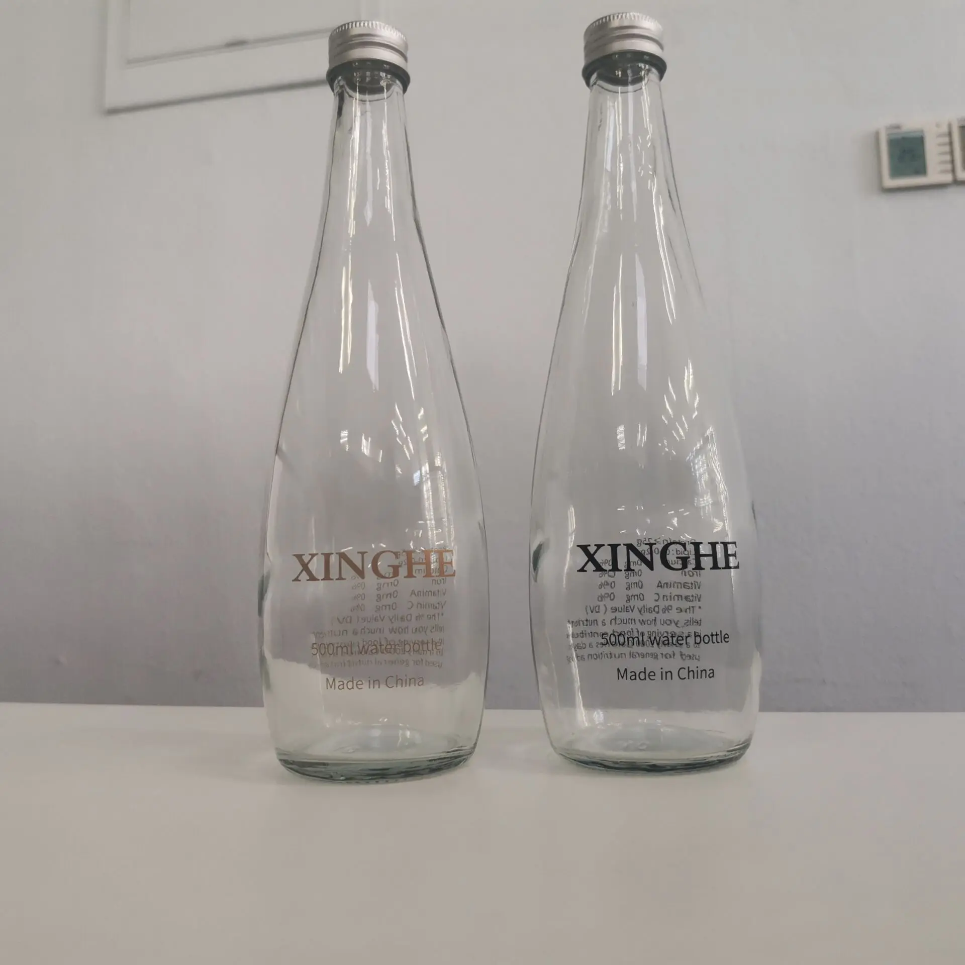 500ml Custom Logo Silk Print Glass Water Bottle Transparent Luxury Juice Mineral Water Glass Bottle