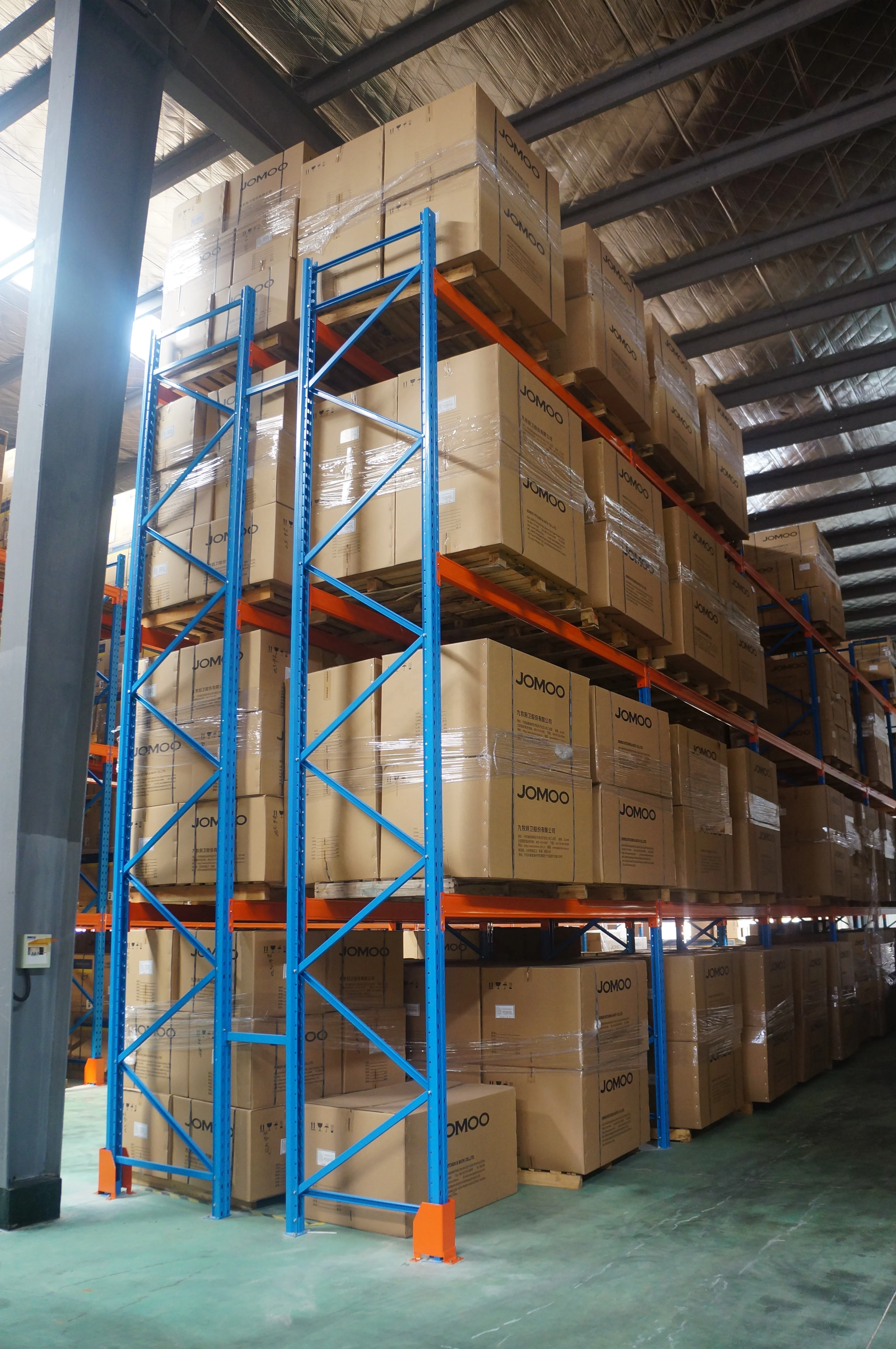 Heavy Store Rack Stackable Pallet Blue and Orange Pallet Racking