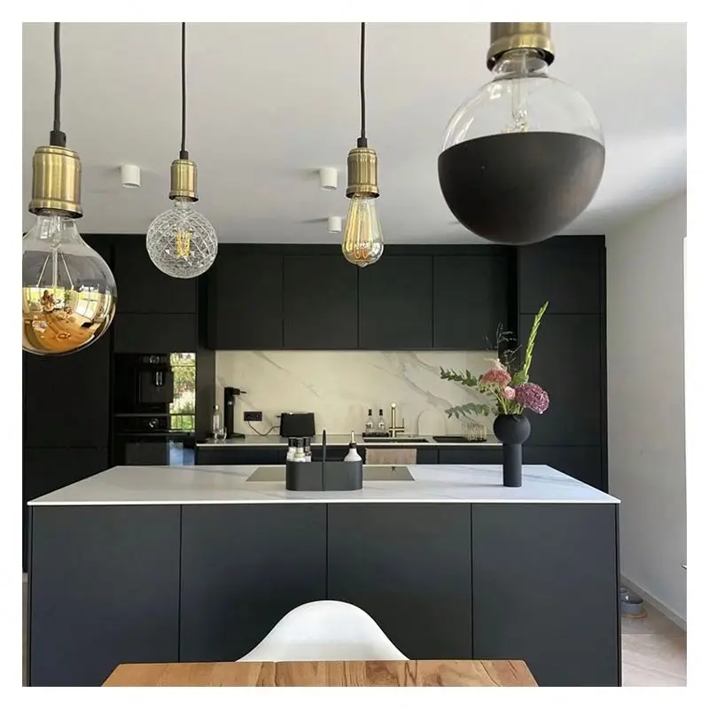 Grey Flat Design High Gloss Kitchen Cabinet Set Kitchen Cabinets