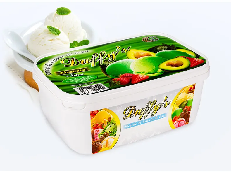 IML Printing PP Plastic Ice Cream Box - 2L Rectangle
