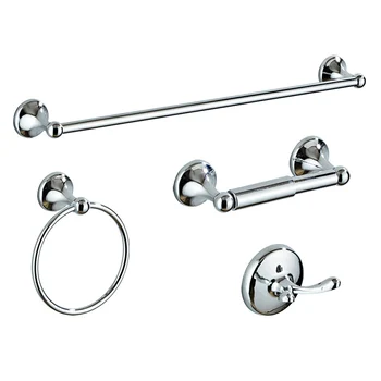 Bathroom Accessories Wall Mounted Chrome Finished 4 Pieces Towel bar Towel Ring and Toilet Paper Holder