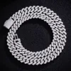 Ancho 12mm Cadena cubana de plata 925 con moissanita