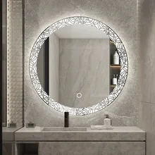 Creative Fashionable Wall Decor Round Touch Screen Smart Makeup Mirror With Led Light