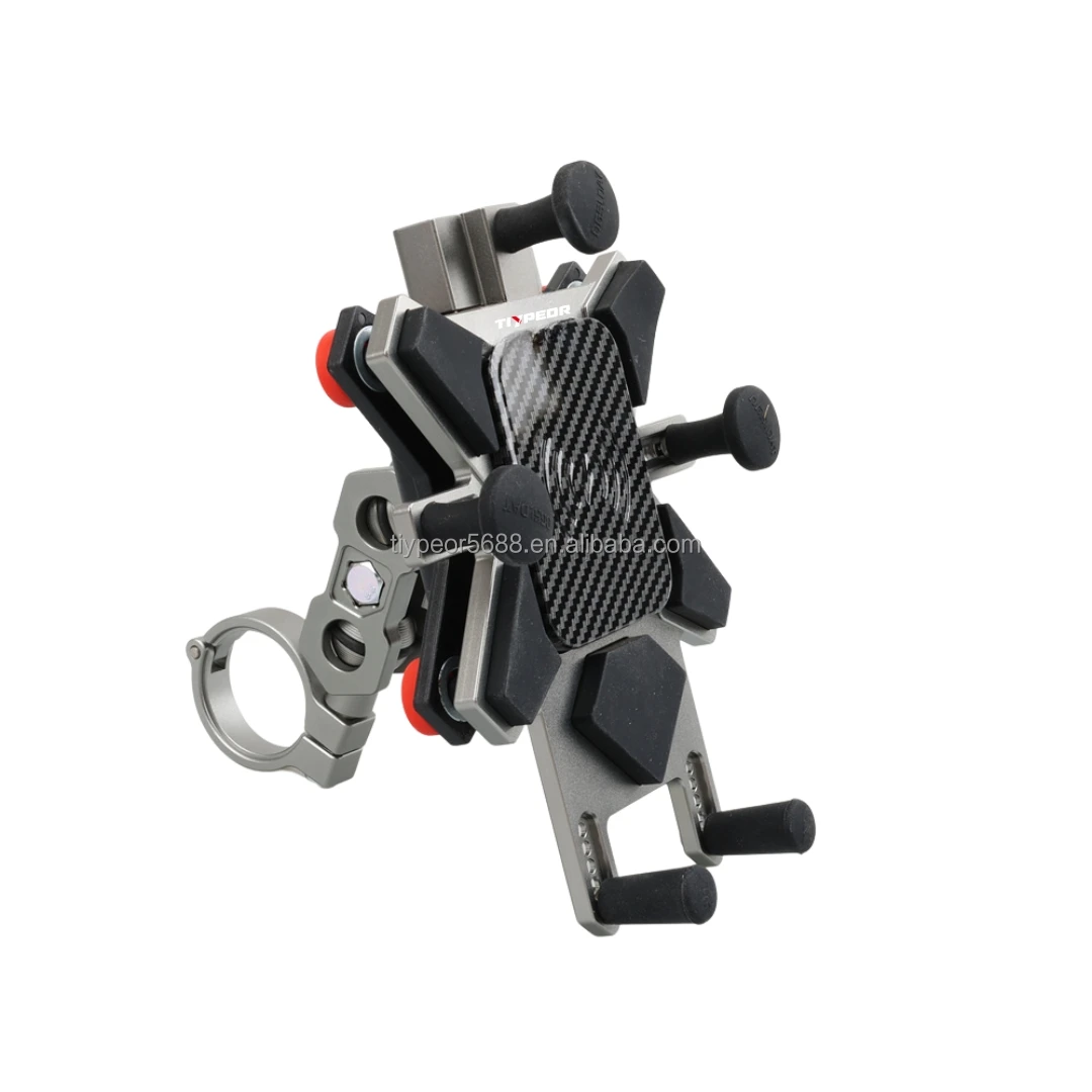 product tiypeor cnc aluminum universal motorcycle phone mount with qi 15w wireless chargervibration dampener motorcycle phone holder-6