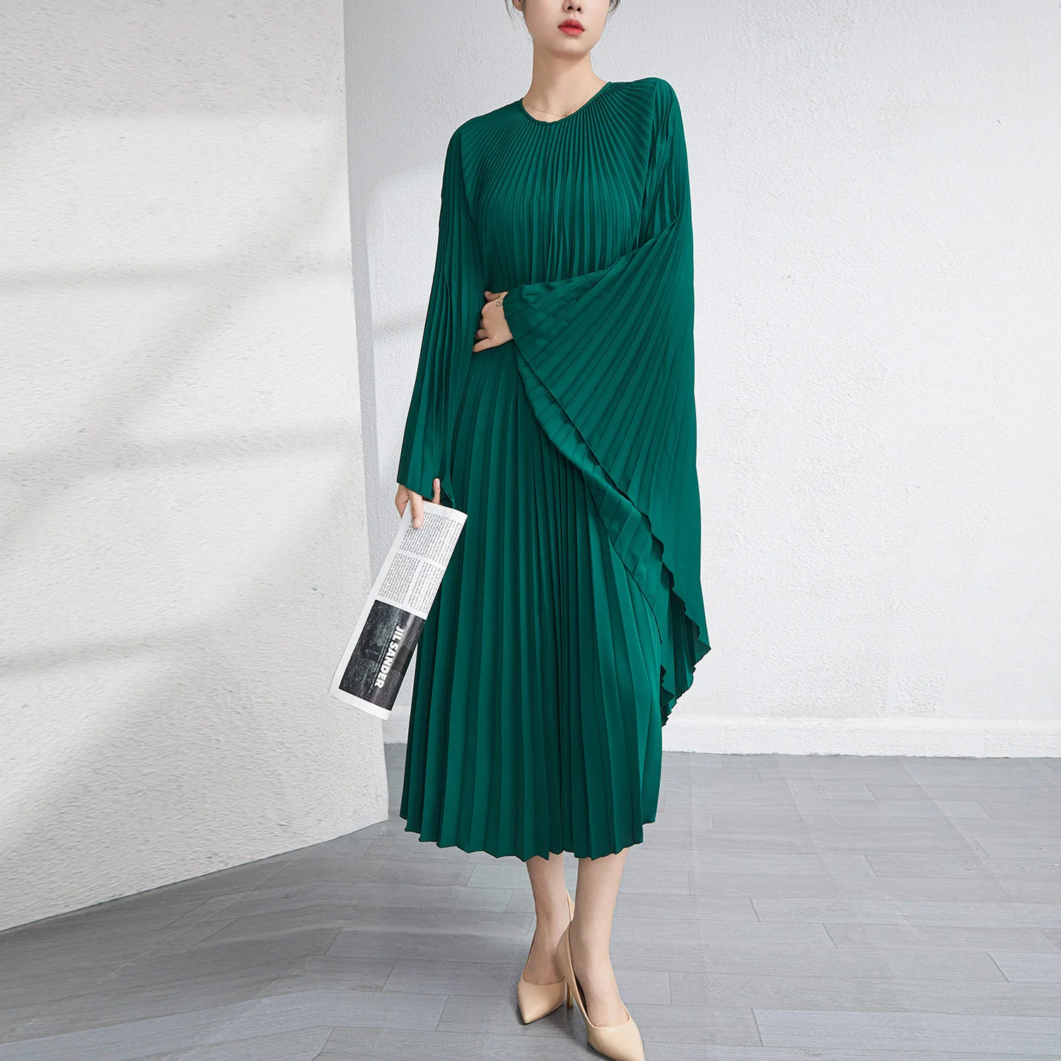 plus size accordion pleated dress City Chic Women's Plus Size Carmina Pleat Maxi Dress