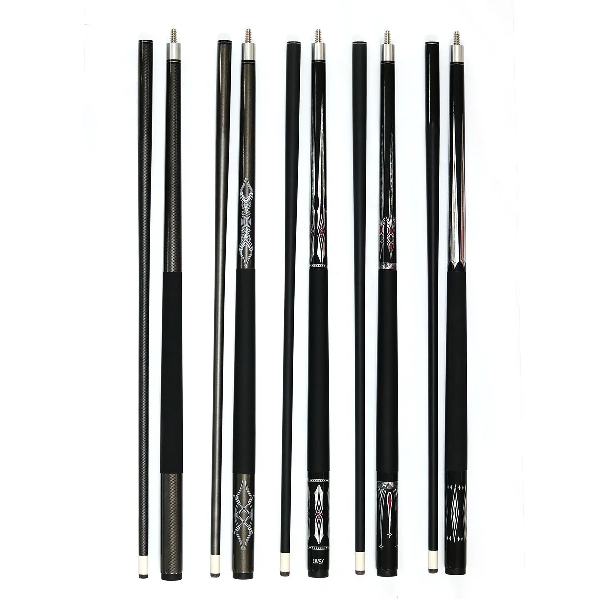 カラー57インチカーボン材料13mmチップ1/2ビリヤードプールキュー