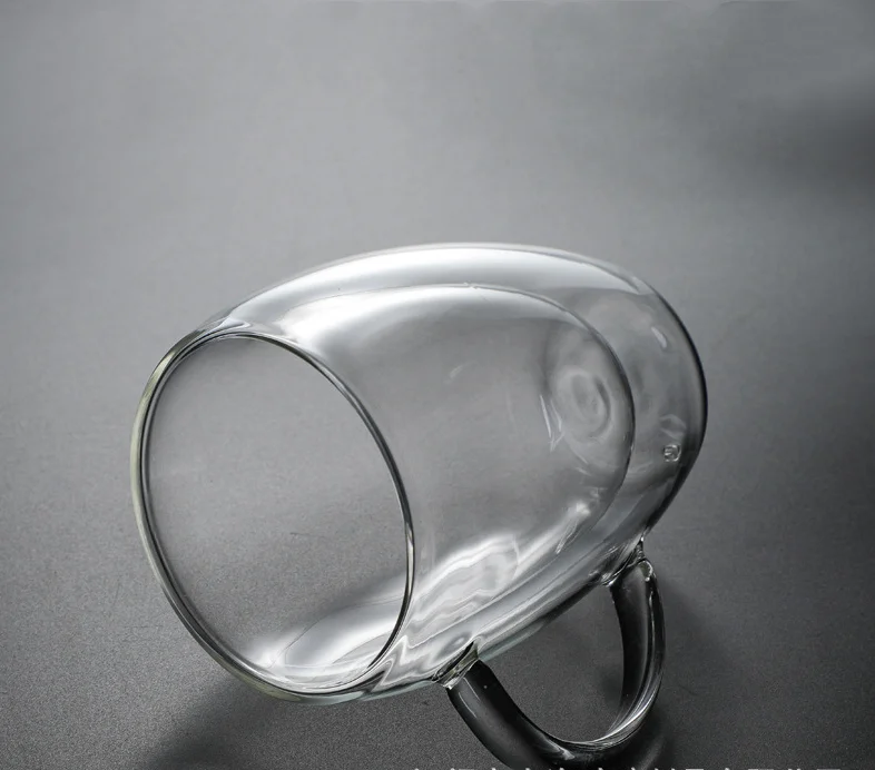 Handmade High Borosilicate Clear Double Wall Glass Coffee Tea Cup With Handle And Lid Buy