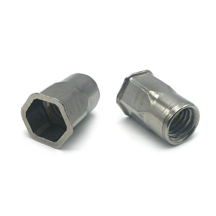China Factory Oem Odm Fastener Customized Flat Head Hexagon Round Hex Through hole Brass Stainless Steel Blind Rivet Nut