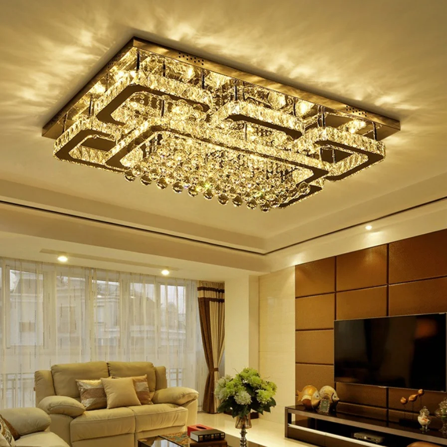 JYLIGHTING High Quality Modern Square LED Crystal Ceiling Light Chandelier Decor Bedroom Living Room AC Power Source Wholesale