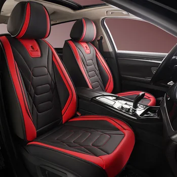 2025 New Leather Universal 5 Seater Car Seat Cover Waterproof Luxury Durable Red Car Seat Cover Full Set