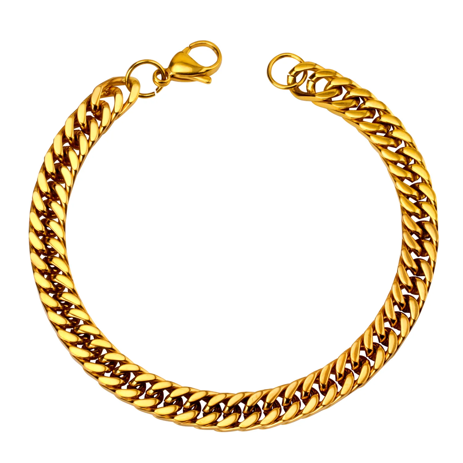 LIFETIME JEWELRY 7mm Polished Cuban Link Chain Necklace for Women & Men 24k Gold Plated 