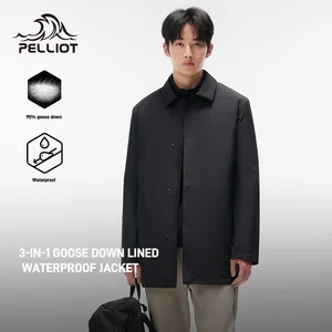 Pelliot Outdoor Down Lineed Waterproof Jacket 2026 New Men's 10000mm 3-in-1 95% Goose Down Liner Toray Dermizax Business Suit