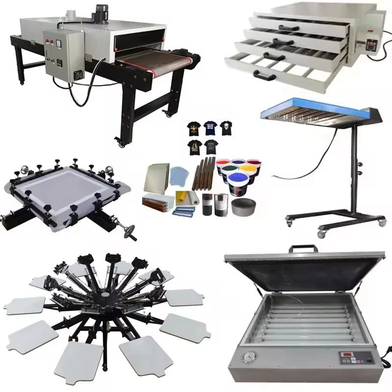 DGRUIDA 10 Color 10 Station Manual Full Set Screen Printing Machine Equipment ND2565 Tunnel Dryer Machine