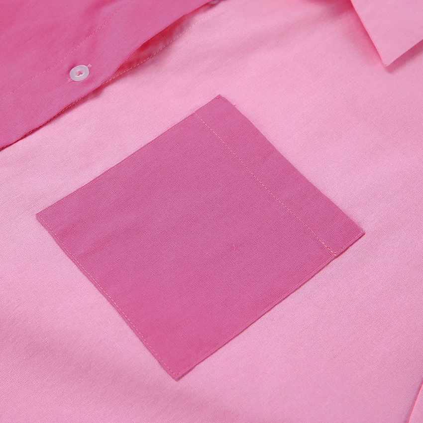 Ootn Summer 2023 Ladies Loose Women Turn Down Collar Splicing Oversize