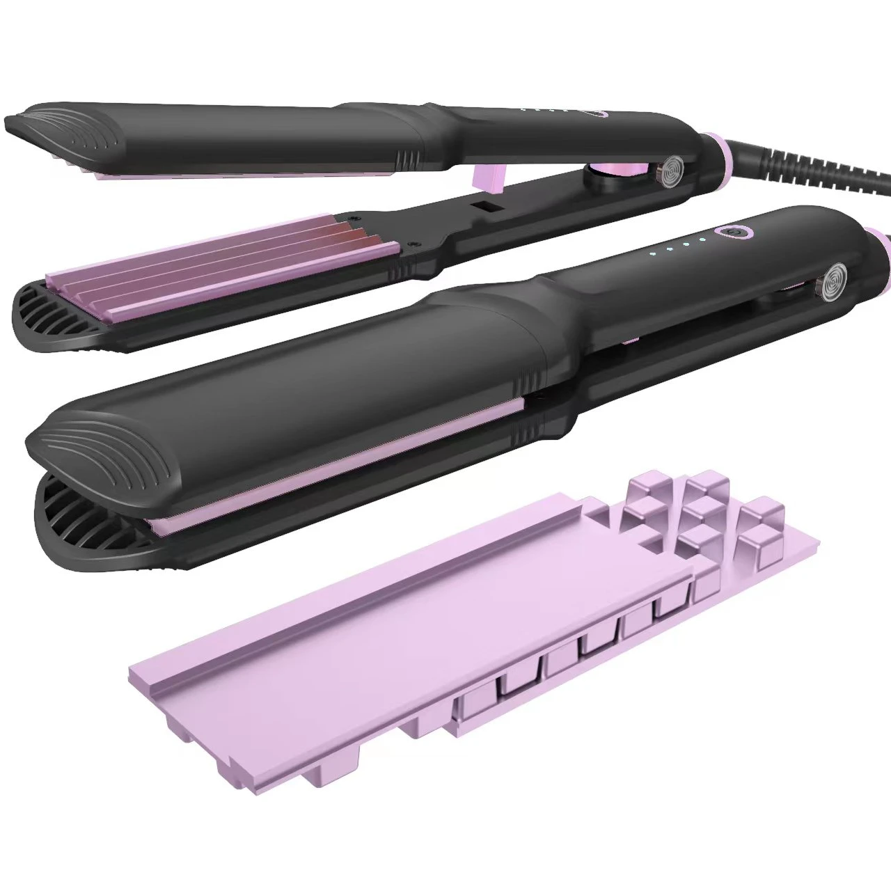 Professional 3D Grid Hair Straightener with LCD Display 5 Kinds Plates Interchangeable Wide Plate Flat Iron