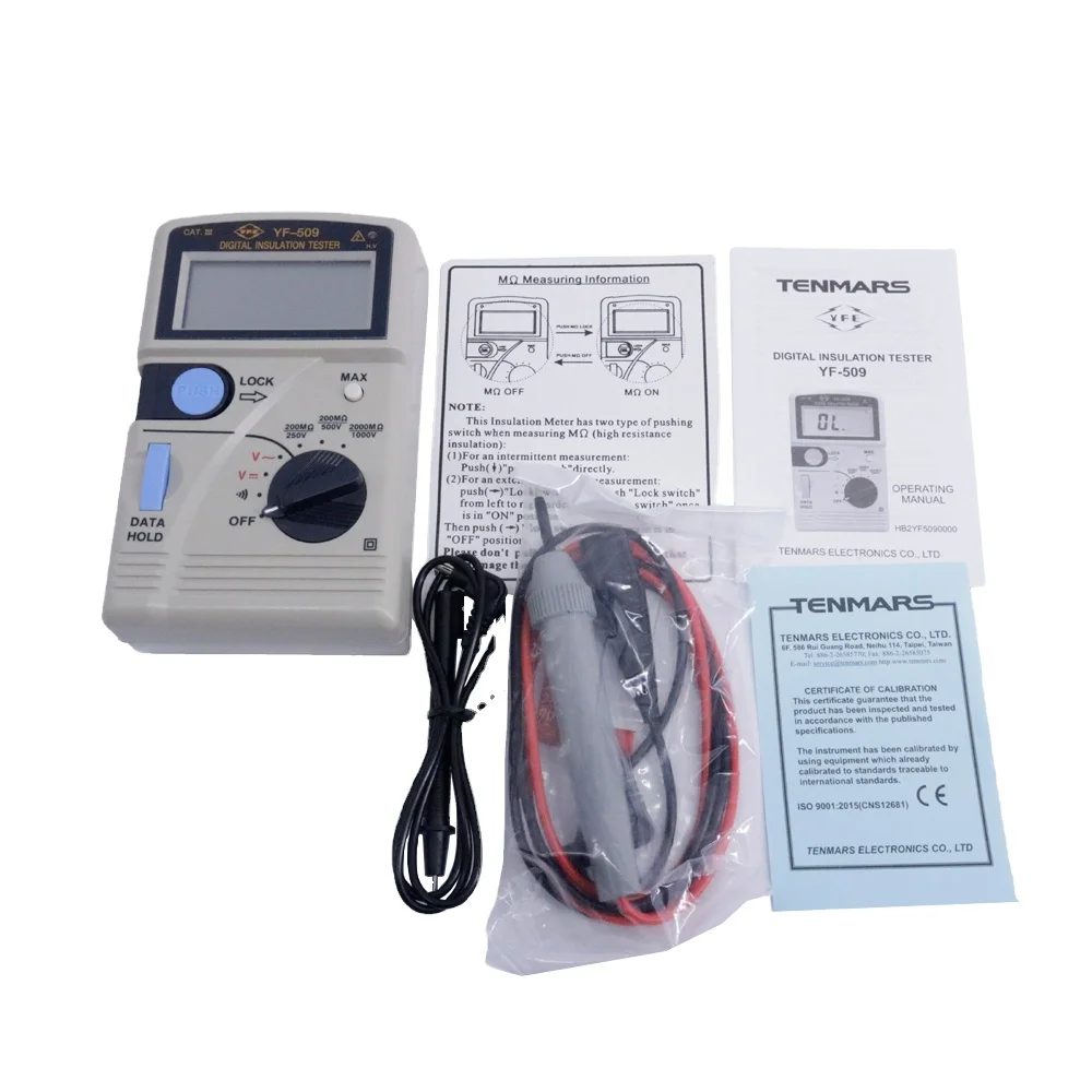 Tenmars YF-509 Digital Insulation Tester  Insulation Resistance Tester Range 0.1Mohm~2000Mohm