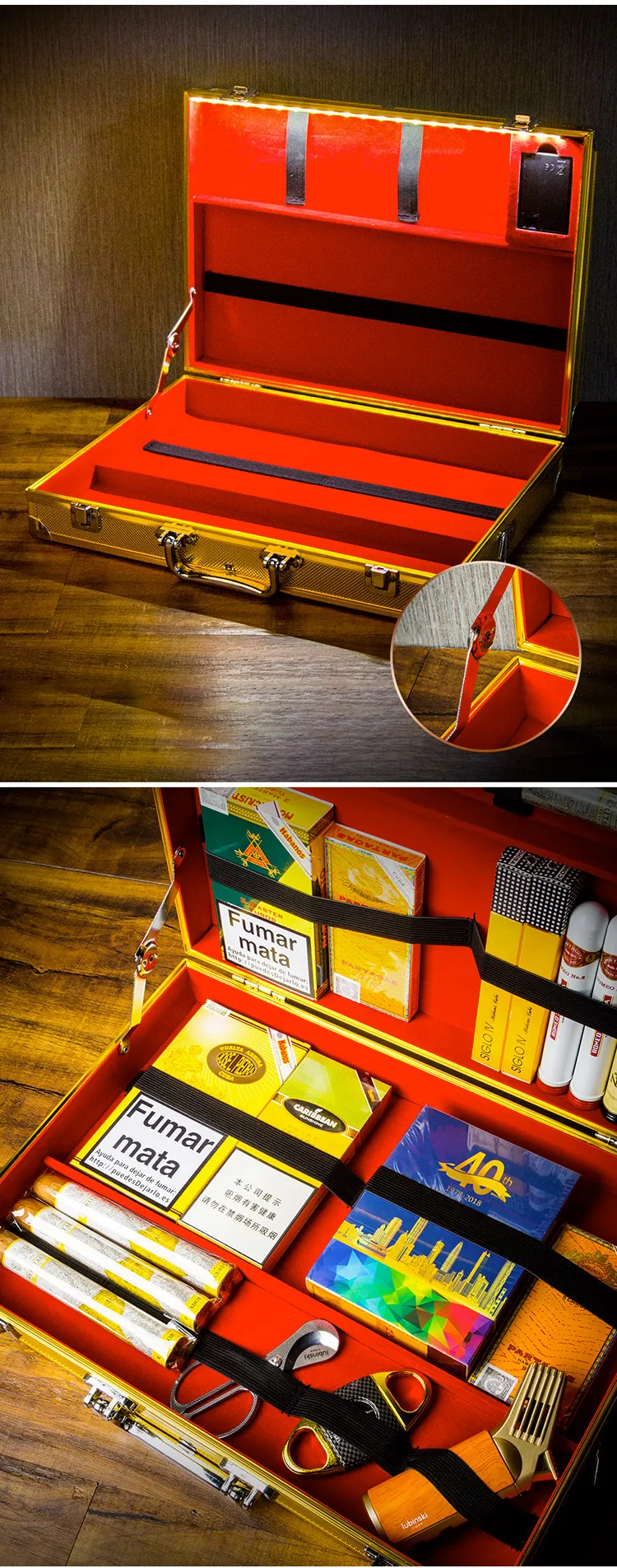 Lubinski Aluminum Travel Portable Display Cigar Humidor For Ktv Club