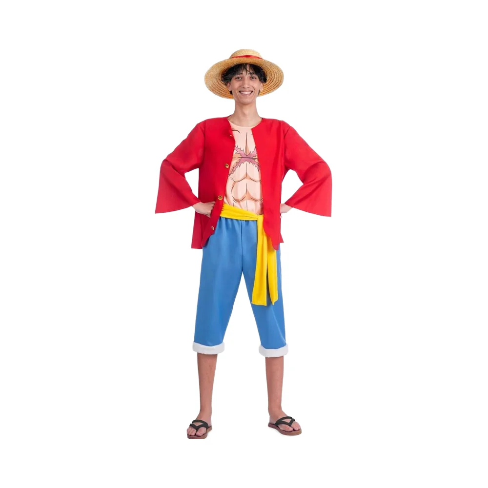 Officially Licensed Luffy Anime Cosplay Costume - Fur Material, Straw Hat,  OEM, image size:1000x1000