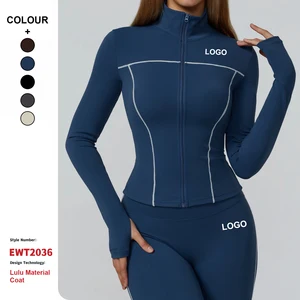 Custom High-Quality Long Sleeve Yoga Jacket Zip-Up Windproof Quick-Drying Coat Gym Outdoor Fitness Sports Sportswear for Women