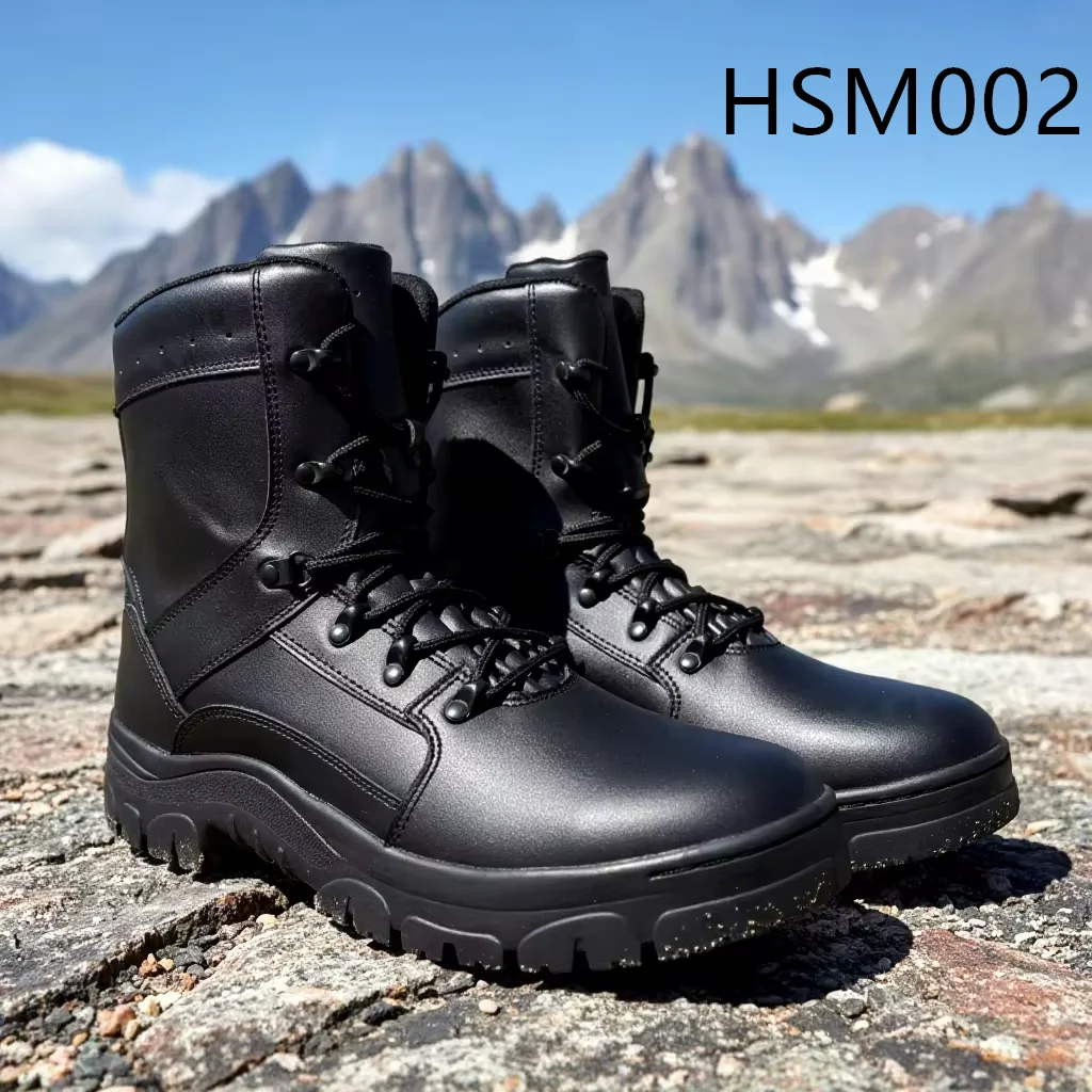 LXG,competitive Sports Competition Full Leather Combat Boots Strong Grip Rubber Sole Off-road Hiking Boots with Pull LoopsHSM002