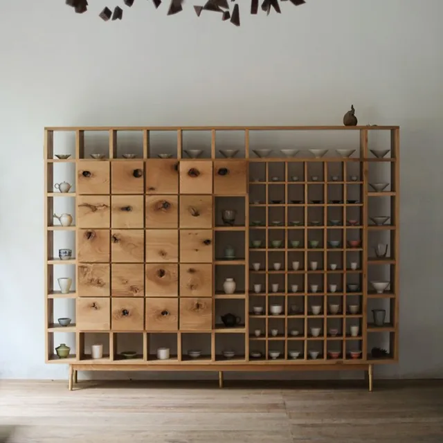 Designer furniture  Dining Room Solid Wood Display Cabinet  Showcase Sideboard Antique Shelf for cups white oka