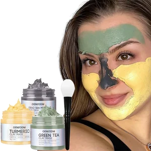 High Quality 70g Organic Clay Mask for Face Turmeric Dead Sea Green Tea Brightening Whitening Oil Control Mud Mask