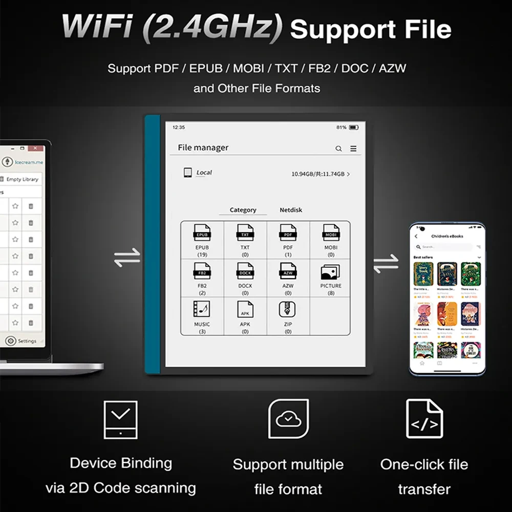 lector nfc 10.3 Inch E Ink Paper E Book Reader Ble Wifi Pdf Format E Ink Touch Screen 10.1 Paper Ereader Ebook Tablet Android