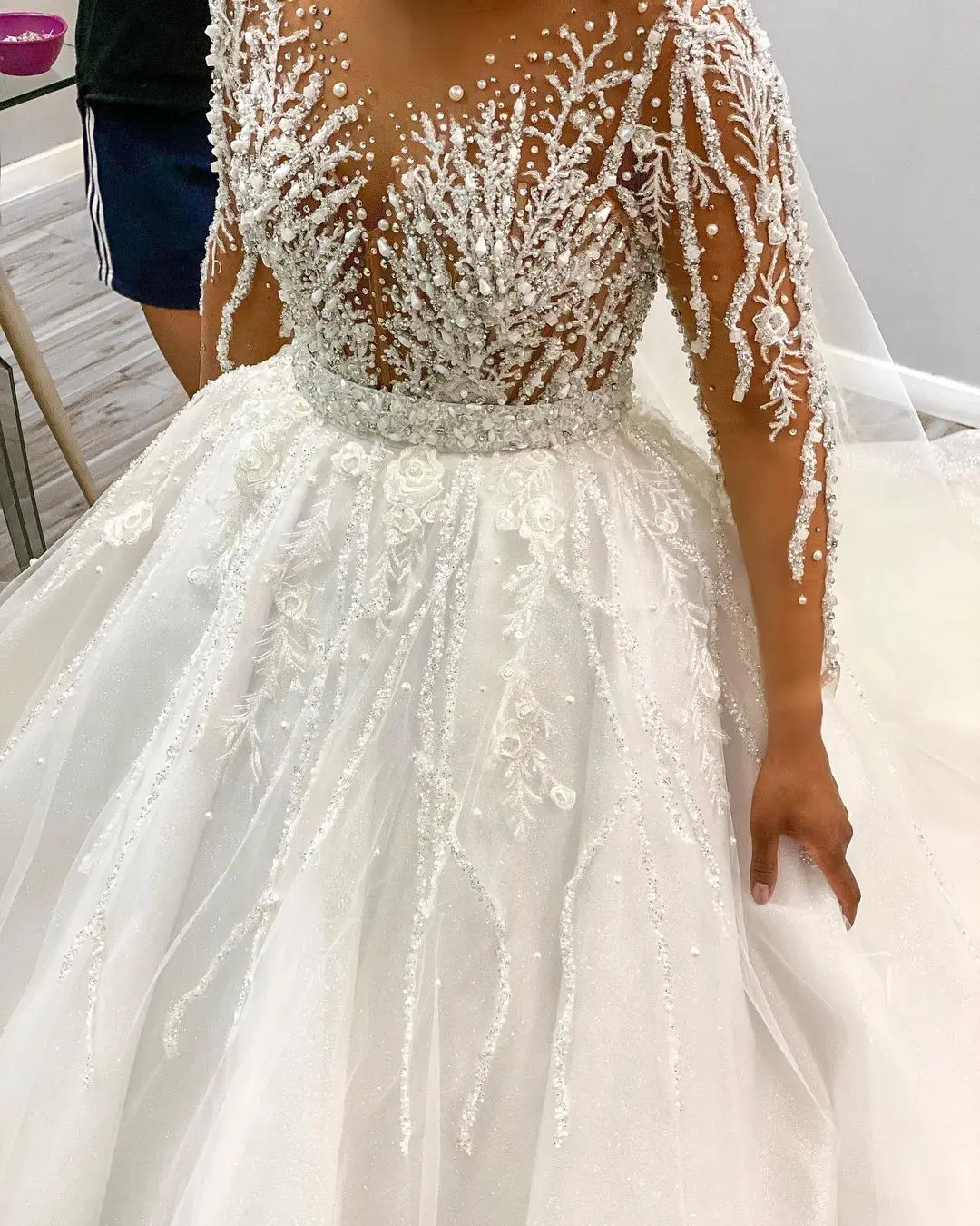 2022 Luxury Gracious Heavy Beading Long Sleeve Mermaid Wedding Dress ...