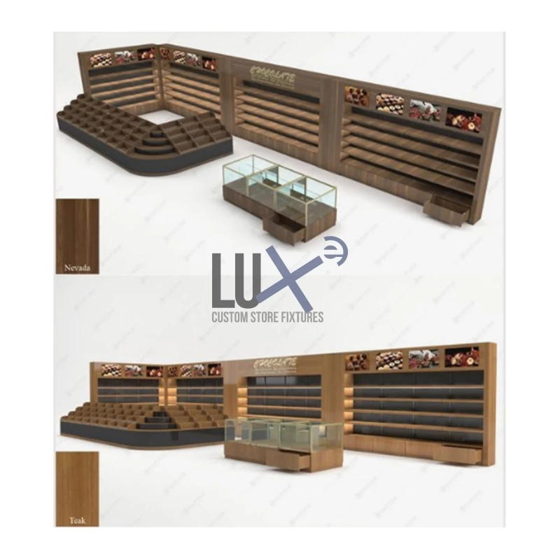 Custom Made Supermarket Shelves Steel Wood Shelves Retail Display Rack For Convenience Store