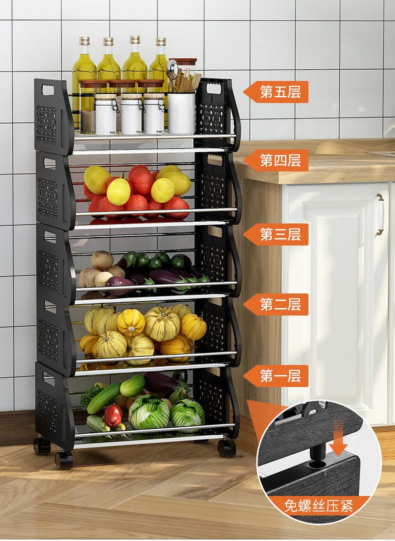 Vegetable Racks Kitchen Floorstanding Shelf Multilayer Fruit And