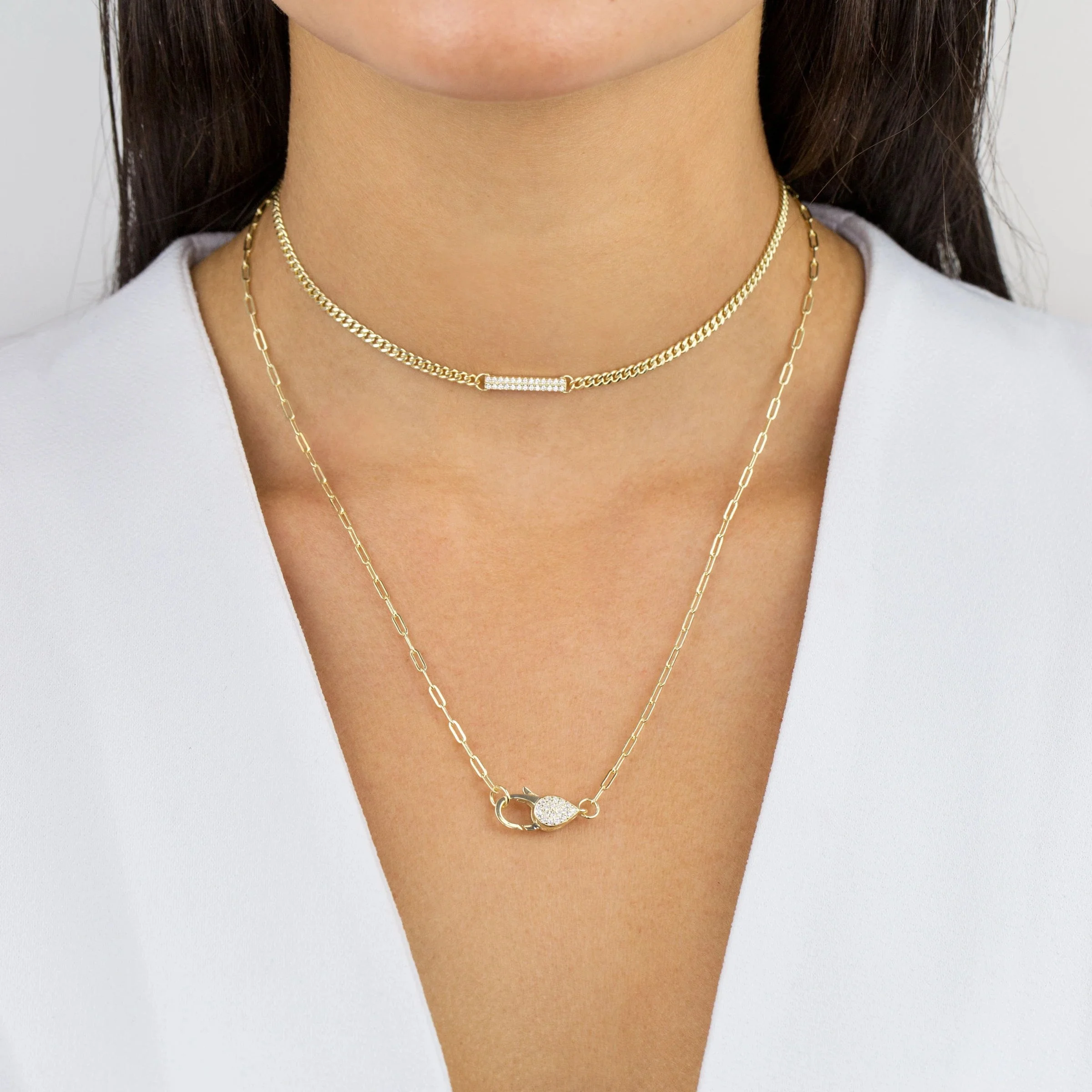 Simple Thin Cuban Chain Rectangle Charm 