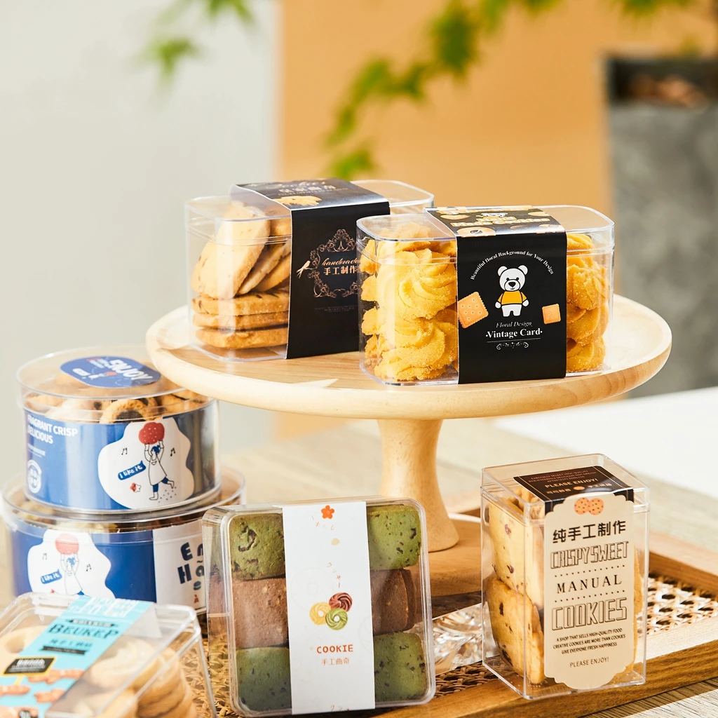 High Quality Transparent Rectangle Cokies Boxes Biscuit Biscuit Packaging Box Food Box for Biscuits Cookie