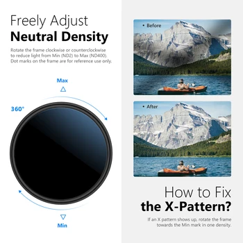 Neewer MRC ND Filter for Camera Lens,Variable Neutral Density Adjustable Filter ND2 to ND400 with Multi-Layer Coating,Ultra-Slim detail image