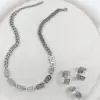 Steel necklace+earrings+ring