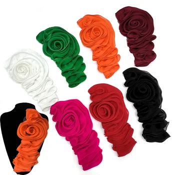 PE511 New Design Decoration 3D Colorful Artificial Big Flowers Chiffon Fabric Corsage For Wedding Party