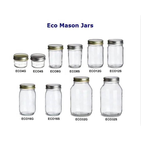 Mason Jars (4 oz, 8 oz, 16 oz, 25 oz) (12 pieces)