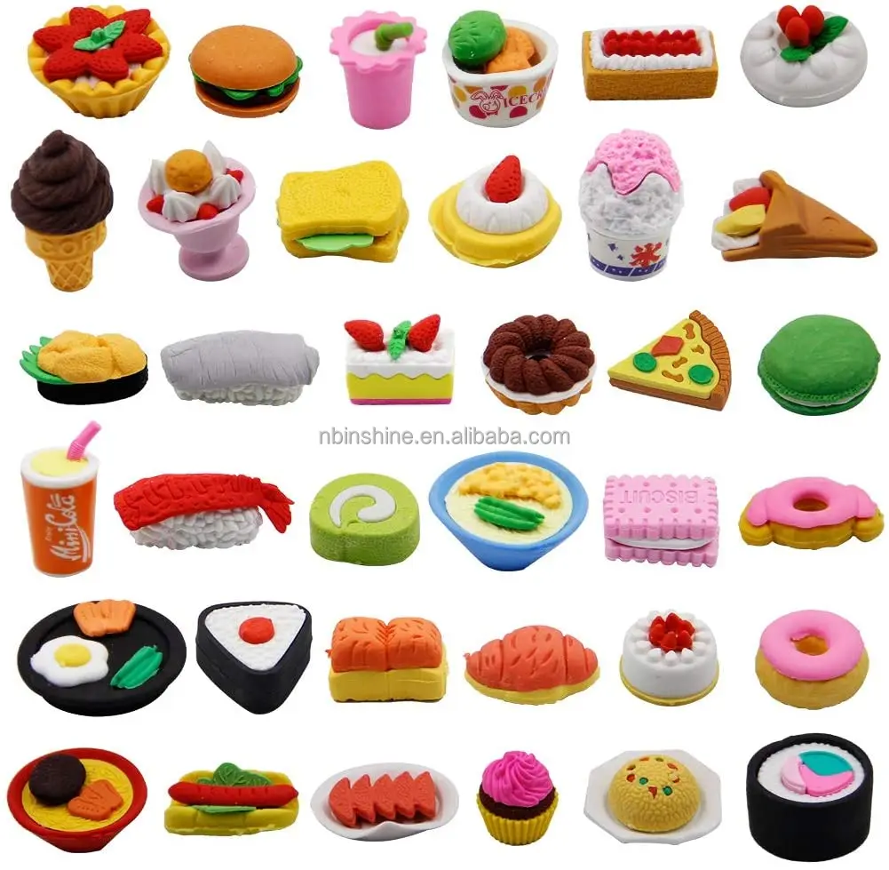 Novelty Fast Food Erasers Rubbers Party Bag Filler Favour Kids School Stationary 